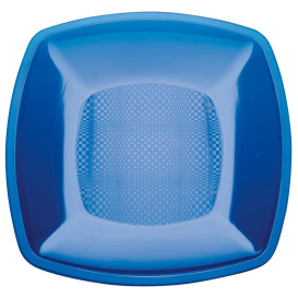 Assiette Plastique Réutilisable Plate Bleu Transp.  PS 180mm (25 Utés)