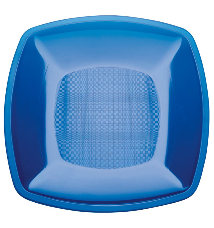 Assiette Plastique Réutilisable Plate Bleu Transp.  PS 180mm (25 Utés)