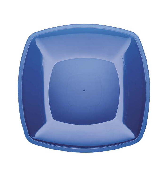 Assiette Plastique Réutilisable Plate Bleu Transp.  PS 300mm (12 Utés)