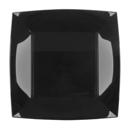 Assiette Dure Réutilisable Plate Noir PP 23cm (25 Utés)