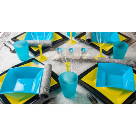 Assiette Plastique Réutilisable Creuse Turquoise PP 180mm (25 Utés)