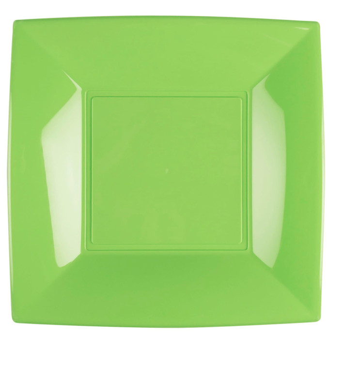 Assiette Plastique Réutilisable Plate Vert citron PP 290mm (144 Utés)