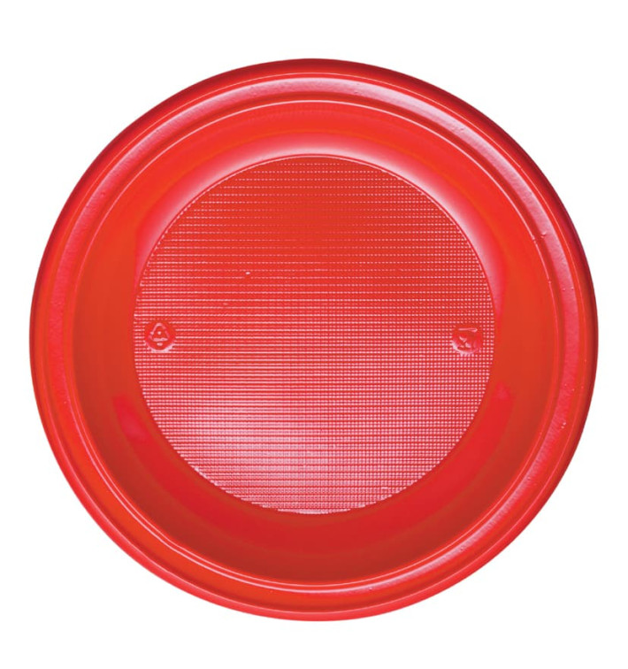 Assiette Plastique PS Plate Rouge Ø280mm (10 Unités)