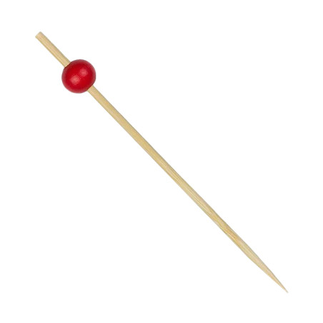 Bamboe vleespennen "Big Bal" Design rood 12,5cm (100 stuks) 