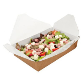 Papieren take-out Container "American" Naturel 19,7x14x4,6cm 1470ml (200 stuks) 