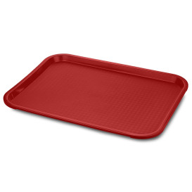 Plateau en Plastique Fast Food Rouge 27,5x35.5cm (1 Uté)