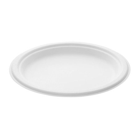 Assiette Bio en Canne à Sucre Blanc Ø23cm (500 Unités)