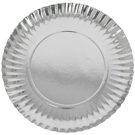 Assiette en Carton Ronde Argenté 23cm (100 Utés)