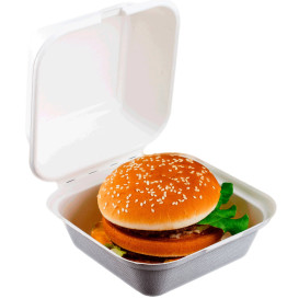 Suikerriet Burger Box wit 152x152x84mm (50 stuks)