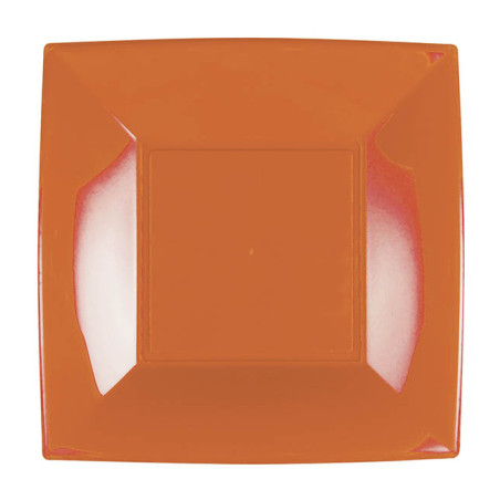 Herbruikbare harde bord Plat oranje "Nice" PP 18 cm (25 stuks) 