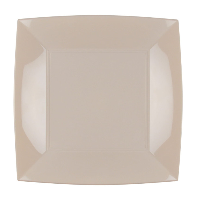 Plastic bord Plat beige "Nice" PP 23 cm (25 stuks) 