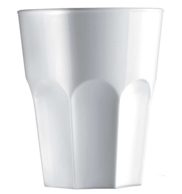 Plastic glas SAN Herbruikbaar "Graniten" wit 400 ml (5 stuks) 