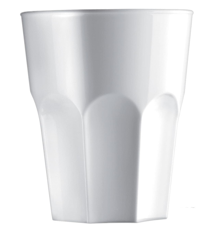 Plastic glas SAN Herbruikbaar "Graniten" wit 400 ml (75 stuks)