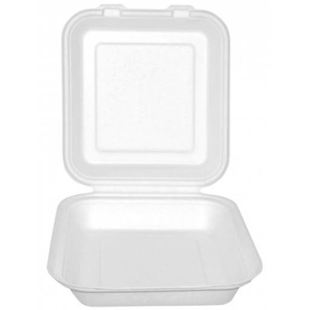 Suikerriet Gescharnierd Container "Menu Box" wit 22x20x5cm (200 stuks)