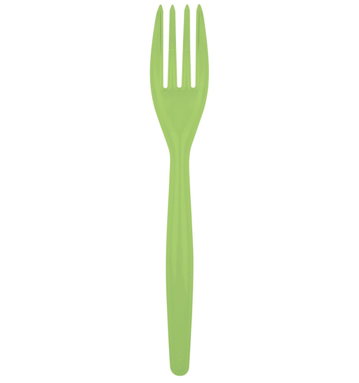 Fourchette Plastique Easy PS Vert citron 180mm (20 Unités)