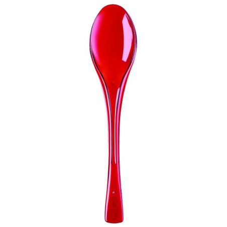 Cuillère Plastique  Fly Rouge Transp. 145mm (50 Unités)