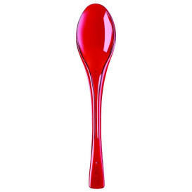 Plastic lepel  PS "Flen" rood transparant 14,5cm (3000 stuks)