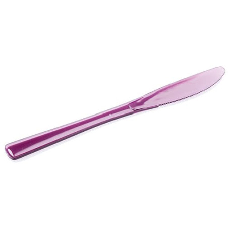 Plastic mes Premium aubergine kleur 20cm (10 stuks) 