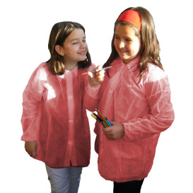 Blouse Enfant PP Rouge Velcro et Sans Poches (50 Utés)