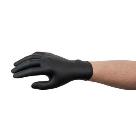 Gants Nitrile sans Poudre Noir Taille S AQL 1.5 (1000 Utés)