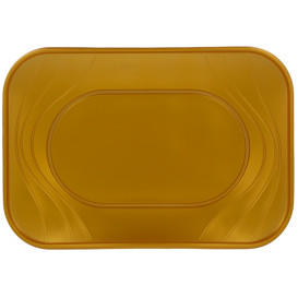 Plastic dienblad microgolfbaar "X-Table" goud 33x23cm (2 stuks) 