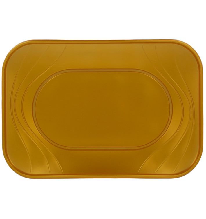 Plastic dienblad microgolfbaar "X-Table" goud 33x23cm (2 stuks) 