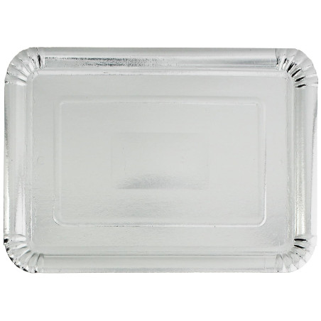 Plat rectangulaire en Carton Argenté 25x34cm (800 Unités)