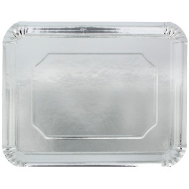 Plat rectangulaire en Carton Argenté 34x42cm (50 Unités)