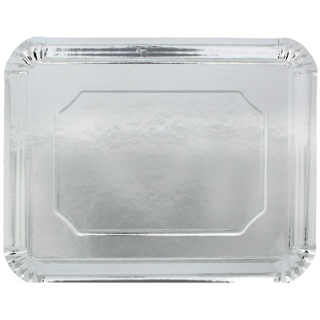 Plat rectangulaire en Carton Argenté 34x42cm (200 Unités)