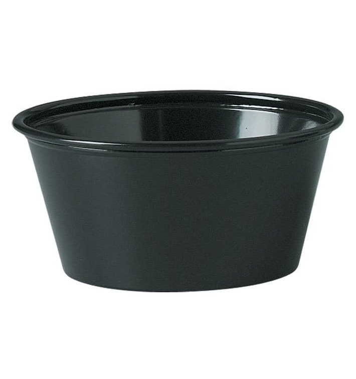 Pot à Sauce Plastique PS Noir 100ml Ø7,3cm (250 Utés)