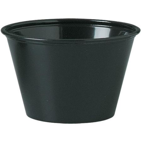 Pot Plastique PS Noir à Sauce 120ml Ø7,5cm (250 Utés)