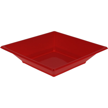 Assiette Plastique Creuse Carrée Rouge 170mm (300 Unités)