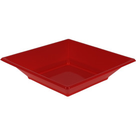 Assiette Plastique Creuse Carrée Rouge 170mm (750 Unités)