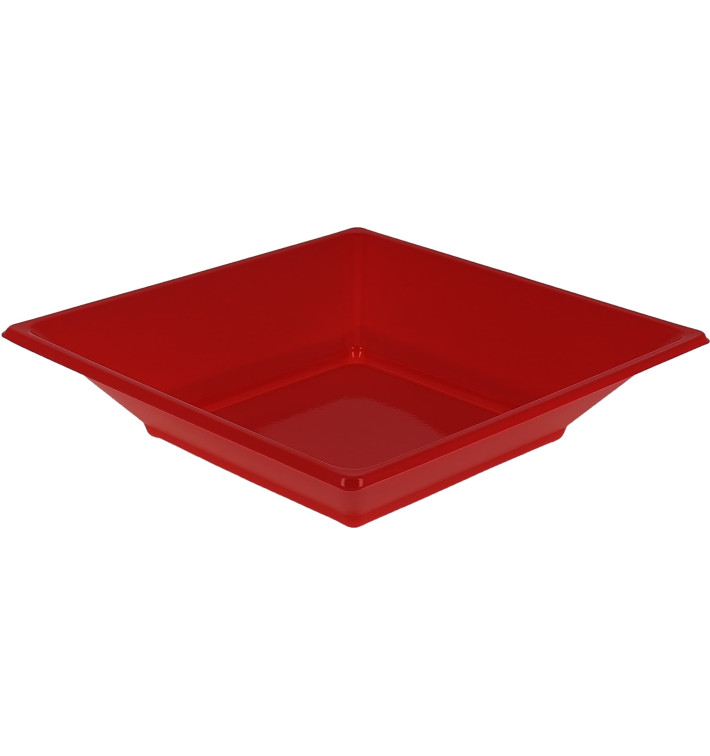 Assiette Plastique Creuse Carrée Rouge 170mm (750 Unités)