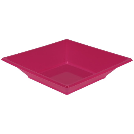 Assiette Plastique Creuse Carrée Fuchsia 17cm (5 Utés)