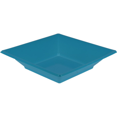 Assiette Plastique Creuse Carrée Turquoise17cm (5 Utés)