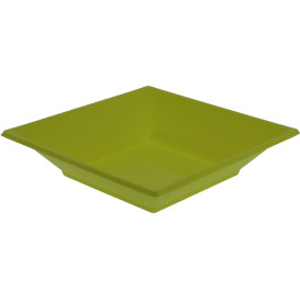 Assiette Plastique Creuse Carrée Pistache 170mm (5 Unités)