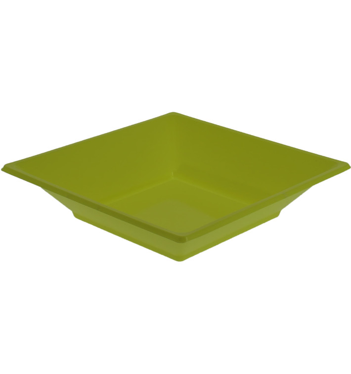 Plastic bord Diep Vierkant pistache groen 17 cm (25 stuks) 