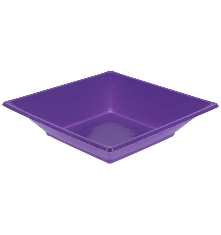 Assiette Plastique Creuse Carrée Lilas 170mm (5 Unités)