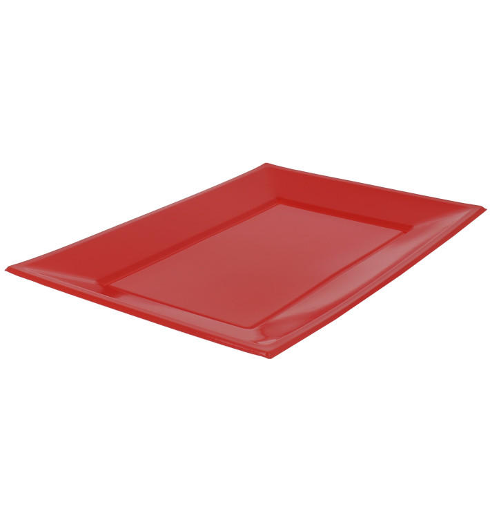 Plateau Plastique Rouge Rectang. 330x225mm (3 Utés)