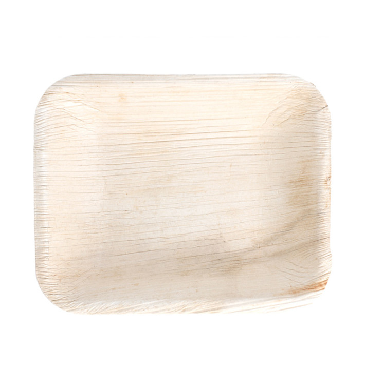 Plateau rectangulaire Feuilles Palmier16x12,5x3cm (25 Unités)