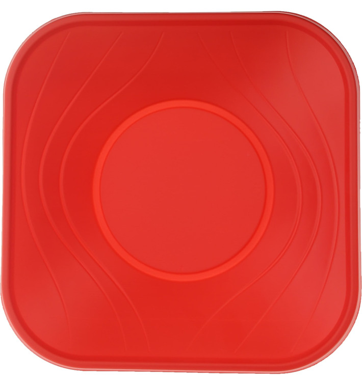 Bol Plastique PP Carré "X-Table" Rouge 18x18cm (8 Utés)