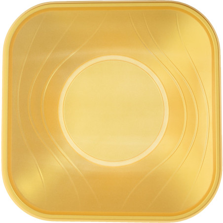 Plastic Kom PP Vierkant "X-Table" goud 18x18cm (120 stuks)