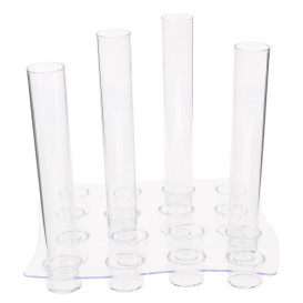 Plastic Bediening beker vervoerder 16 Vial Slots PS transparant 15,5x15,5x1,6cm (96 stuks)