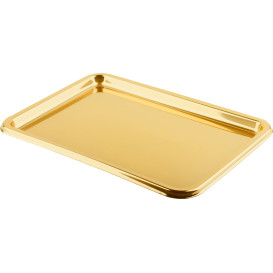 Plastic dienblad Rechthoekige vorm goud 35x24 cm (50 stuks)