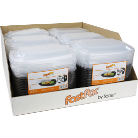 Plastic deli Container met Deksel PP zwart 600ml 23x17x6cm (15 stuks) 