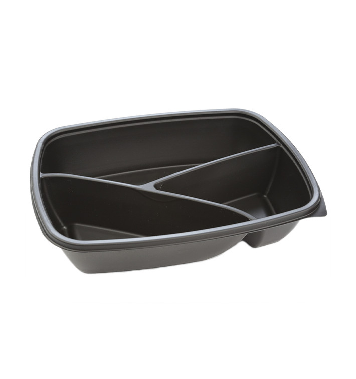 Barquette Plastique PP 3C Noir 900ml 23x17x5cm (75 Utés)