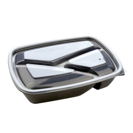 Plastic Deksel voor Deli Container PP Rechthoekige vorm 3C zwart 23x17cm (300 stuks)