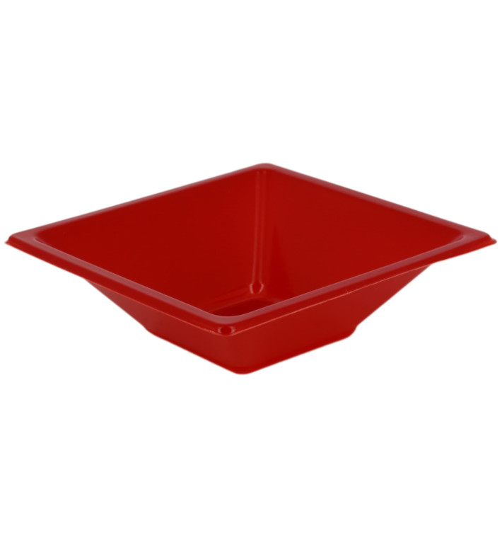 Bol en Plastique PS Carré Rouge 12x12cm (720 Utés)