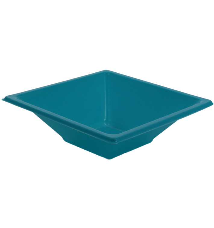 Bol en Plastique PS Carré Turquoise 12x12cm (1500 Utés)